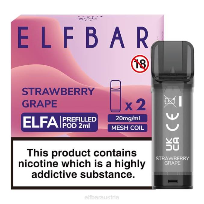 Elfbar Elfa vorgefüllte Kapsel – 2 ml – 20 mg (2 Packungen) 4840K130 Erdbeertraube